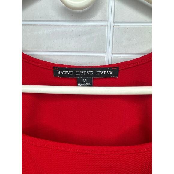 HYFVE HYFVE HYFVE Red Scoop Neck Long Sleeve Blouse – Women’s Medium - Picture 2 of 4